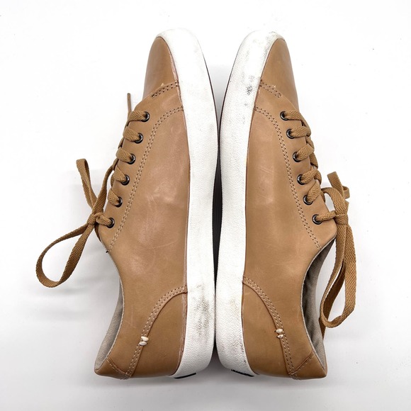 SPERRY Sneaker Mens 7 Tan Leather Low Top Top-sider striper Leather Sneaker NWOB - Picture 6 of 12